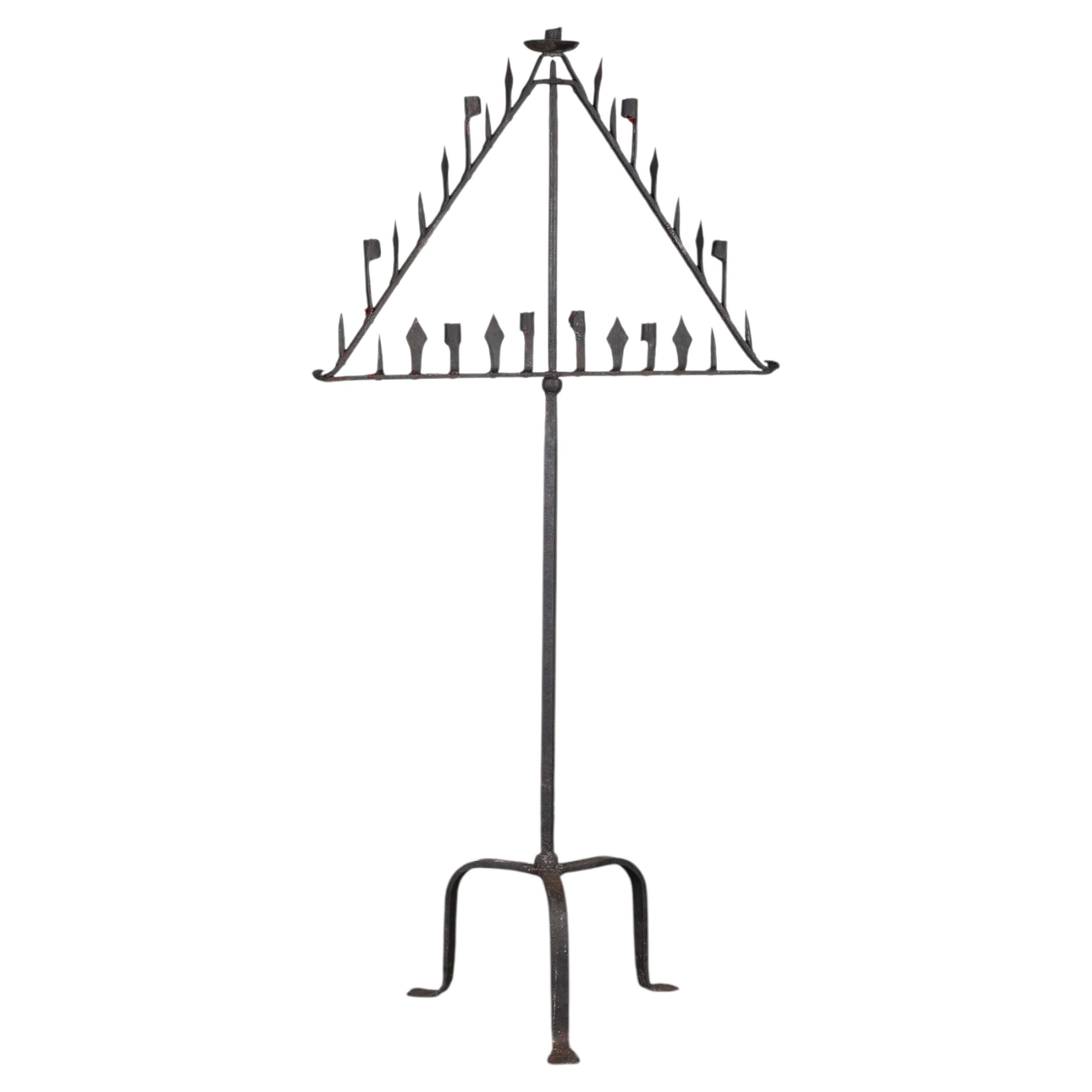 Primitive XL Late 17th C. Forged Iron Candelabra