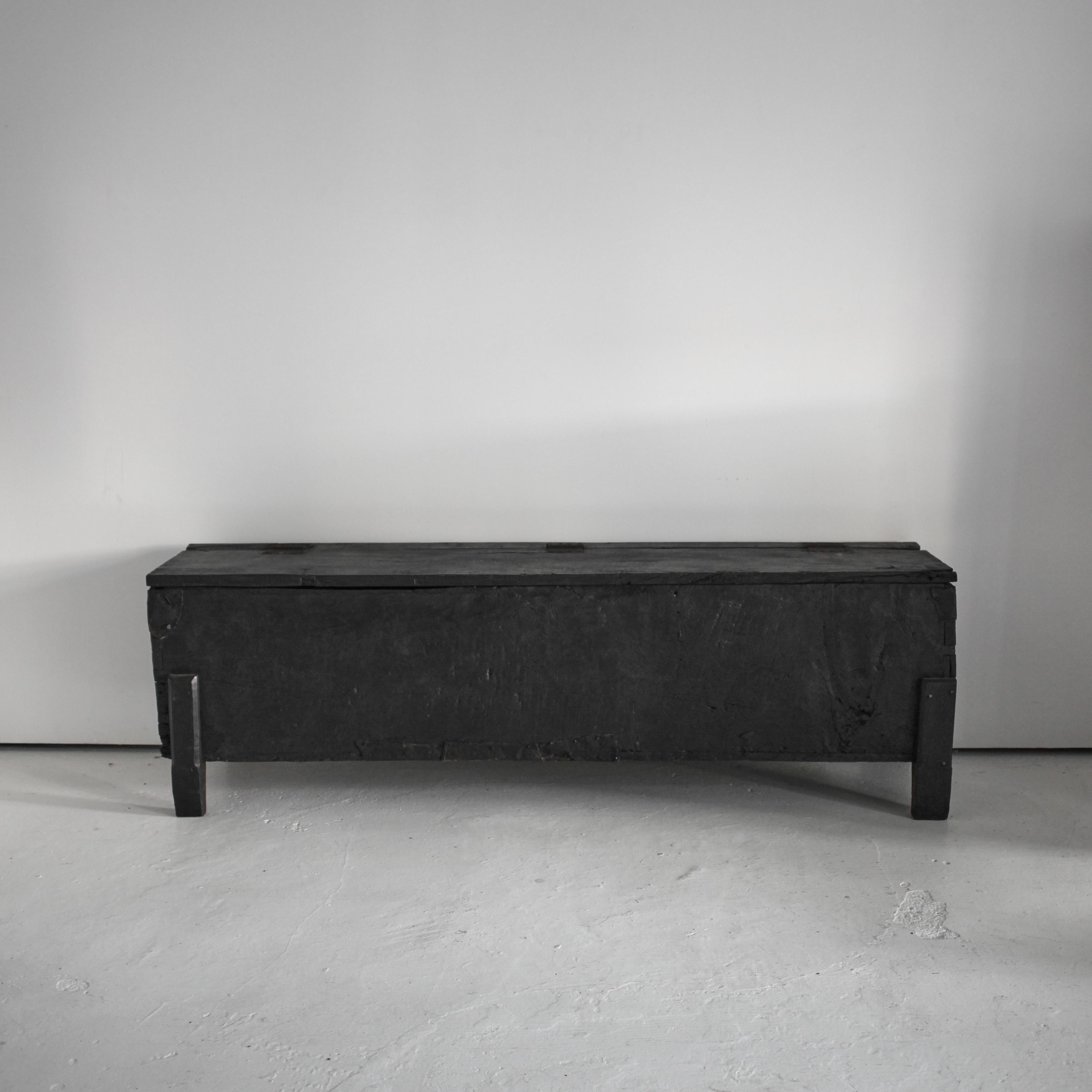 Early 19th Century Primitive XXL Early 19Th C. Charred Chestnut Coffer/Console For Sale