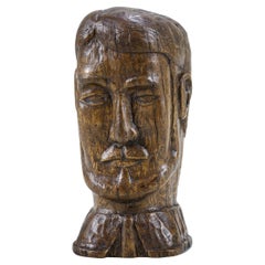 Primitive19th Century Milliners Display Carved Wooden Head