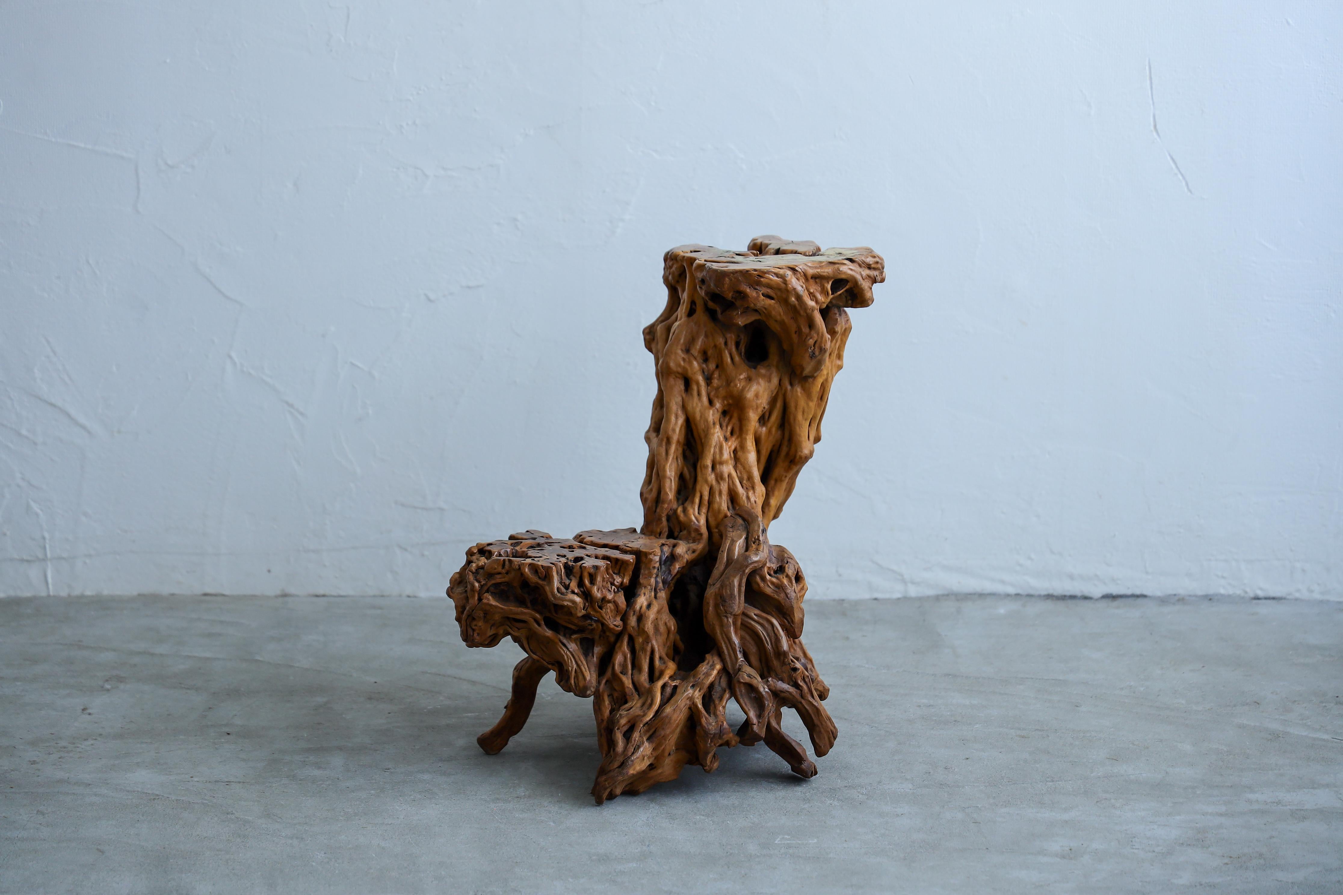 Ce support à fleurs exploite la beauté des formes de la nature.

Ce bois de ronce, particulièrement rare chez les arbres Zelkova, se caractérise par des motifs noueux formés par les modifications de l'écorce, et chaque pièce a une personnalité