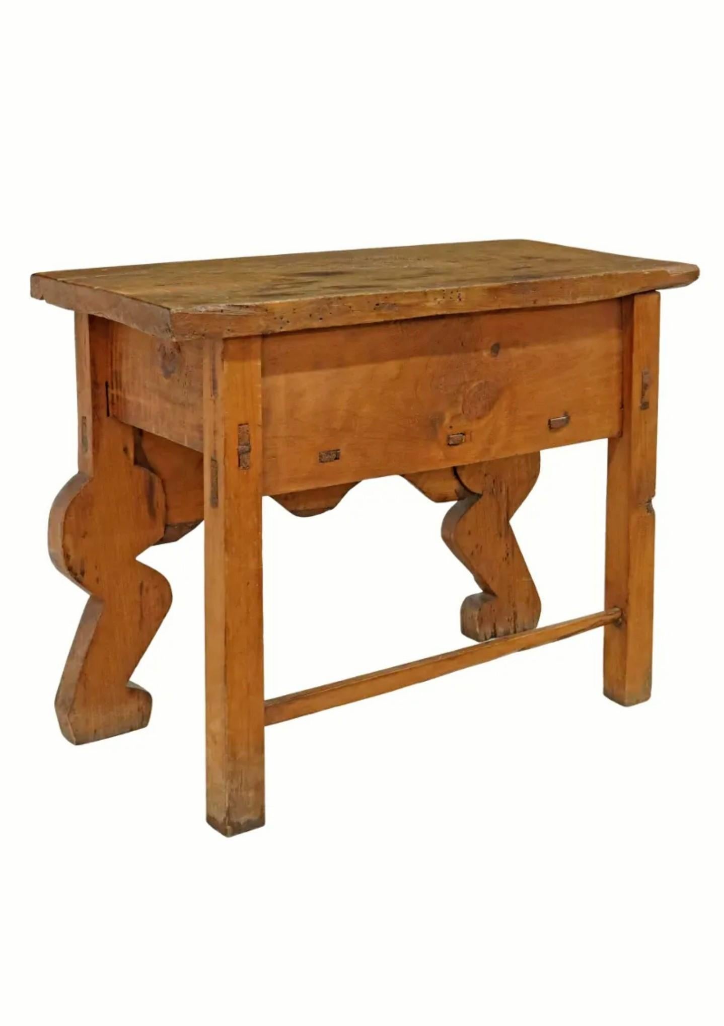 Wood Primitve Guatemalan Nahuala Hand Carved Console Table  For Sale