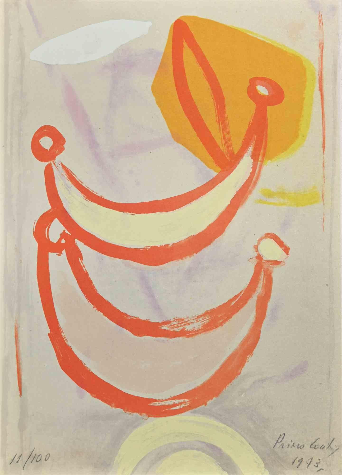 Abstract Composition - Lithograph by Primo Conti - 1973