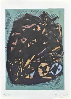 Abstract Composition -  Lithograph by Primo Conti - 1973