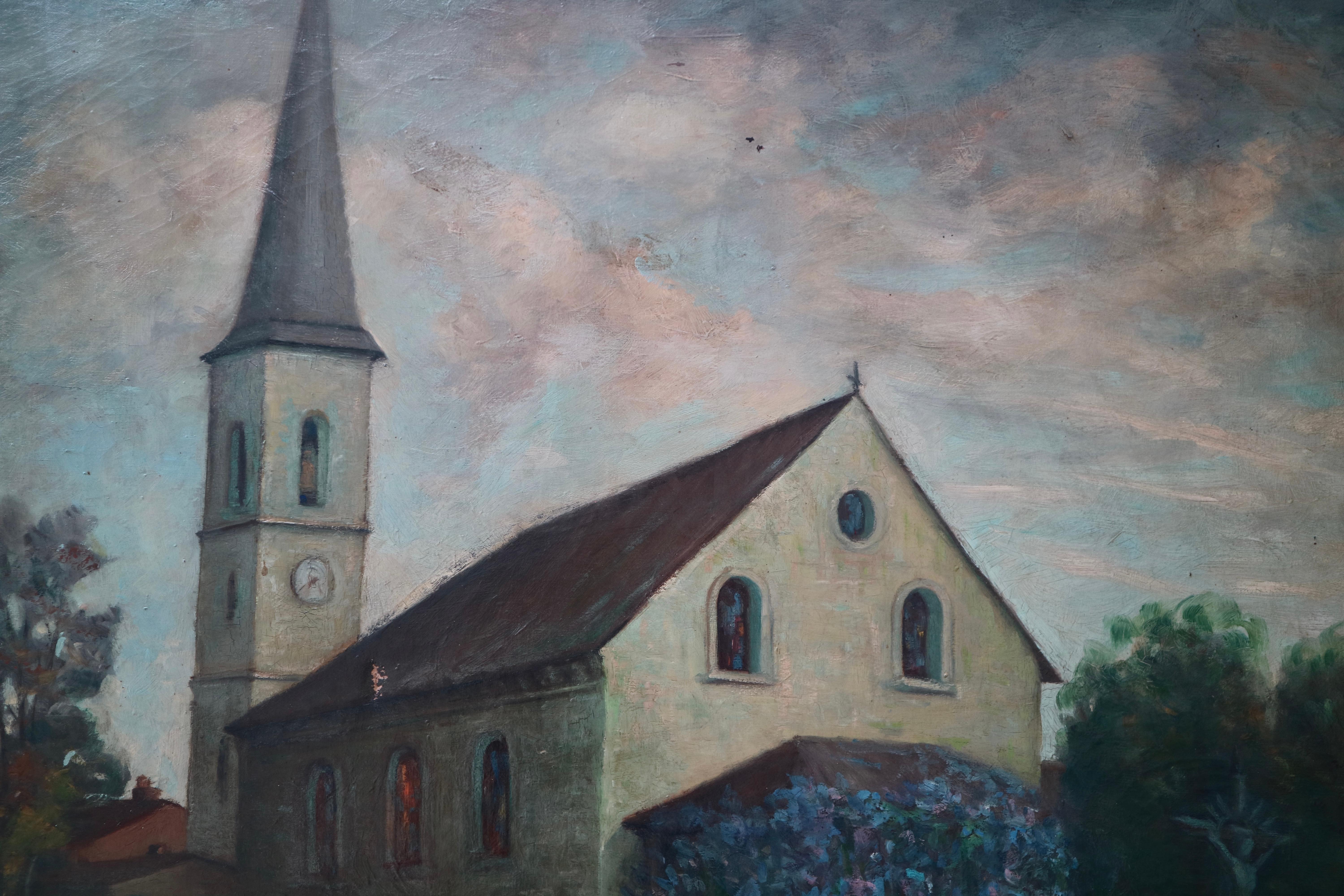 Primo Dolzan, Landscape with parish church For Sale 3