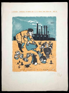 The Cultivation of Dictators - Woodcut by Primo Zeglio - 1940s