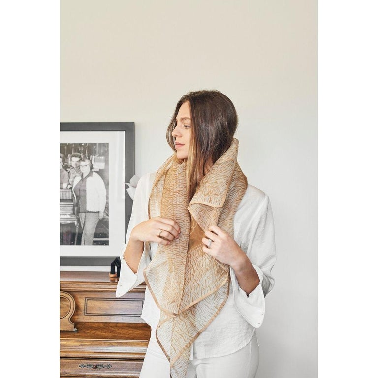 Custom design by Studio variously, Primrose Cinnamon is one of a kind silk organza scarf . It is made by master shibori artisans in India

.A sustainable design brand based out of Michigan, Studio Variously exclusively collaborates with artisan