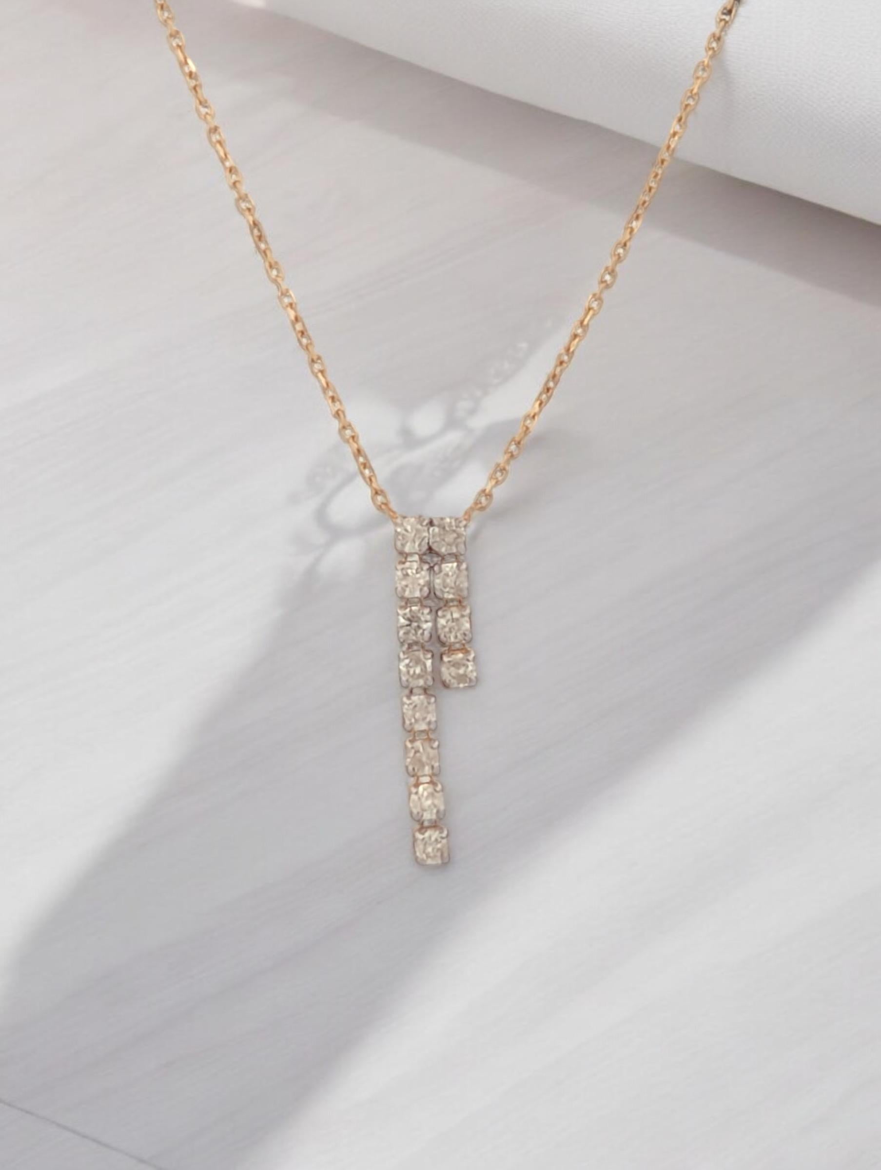 Collier de diamants Primrose en or jaune 14 carats, pendentif de 0,33 carat en vente 1
