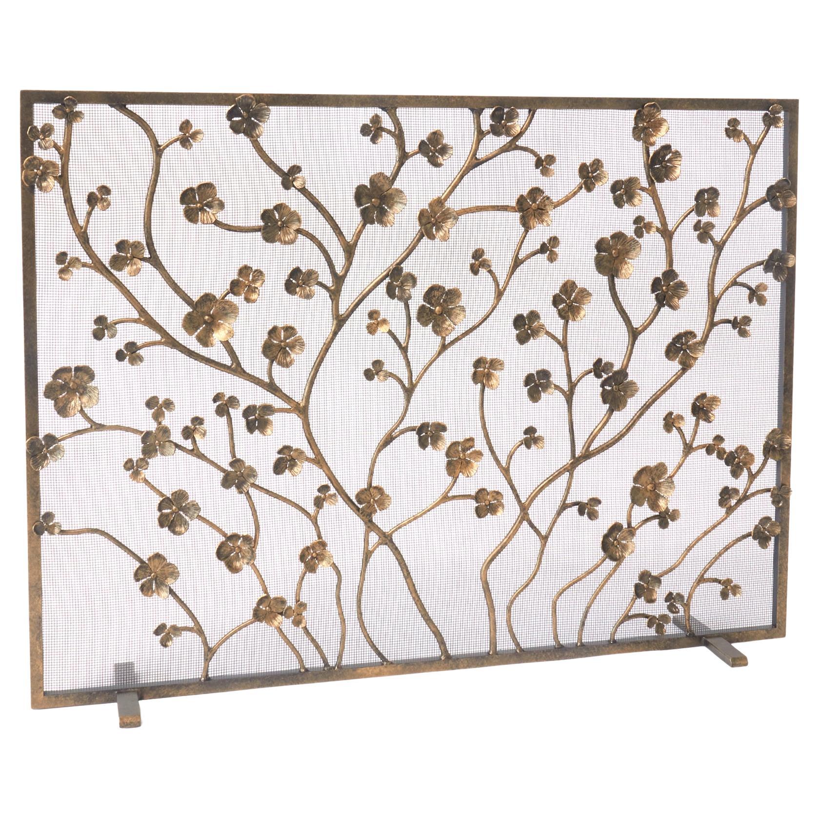 Paravento per caminetto Primrose Garden in oro invecchiato