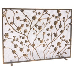Pantalla para chimenea Primrose Garden en oro envejecido