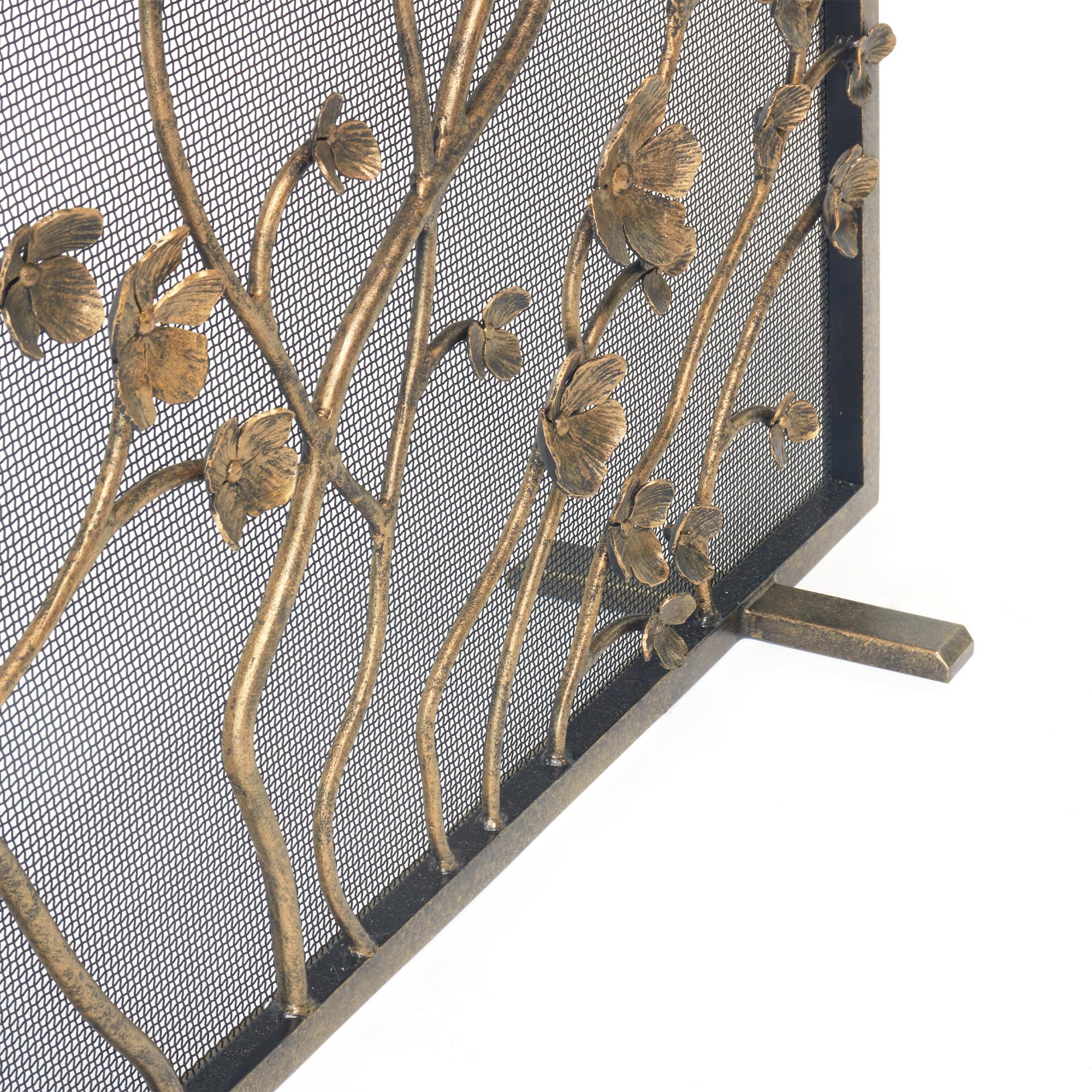 Paravento per caminetto Primrose Garden in argento invecchiato in vendita 5