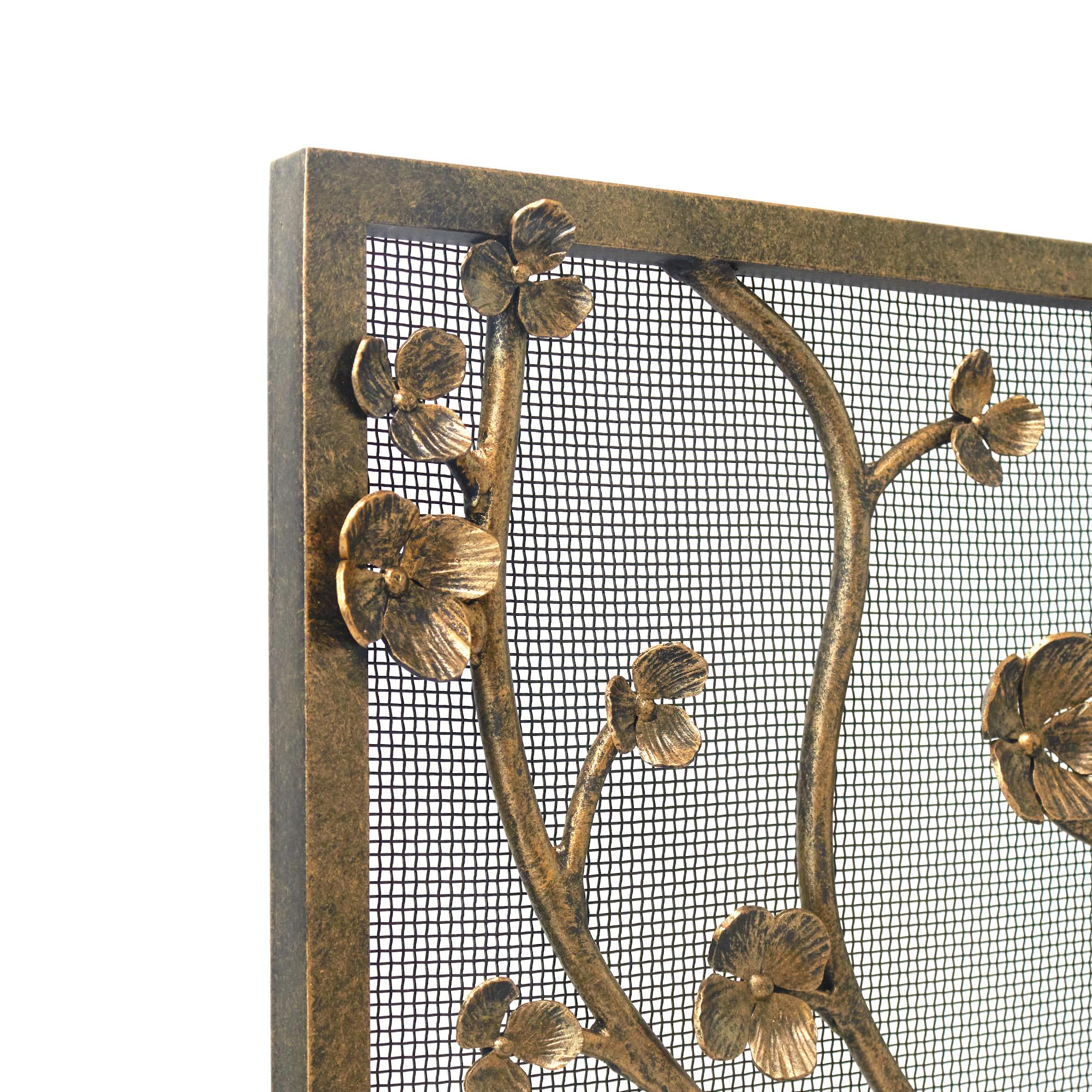 Paravento per caminetto Primrose Garden in argento invecchiato in vendita 6