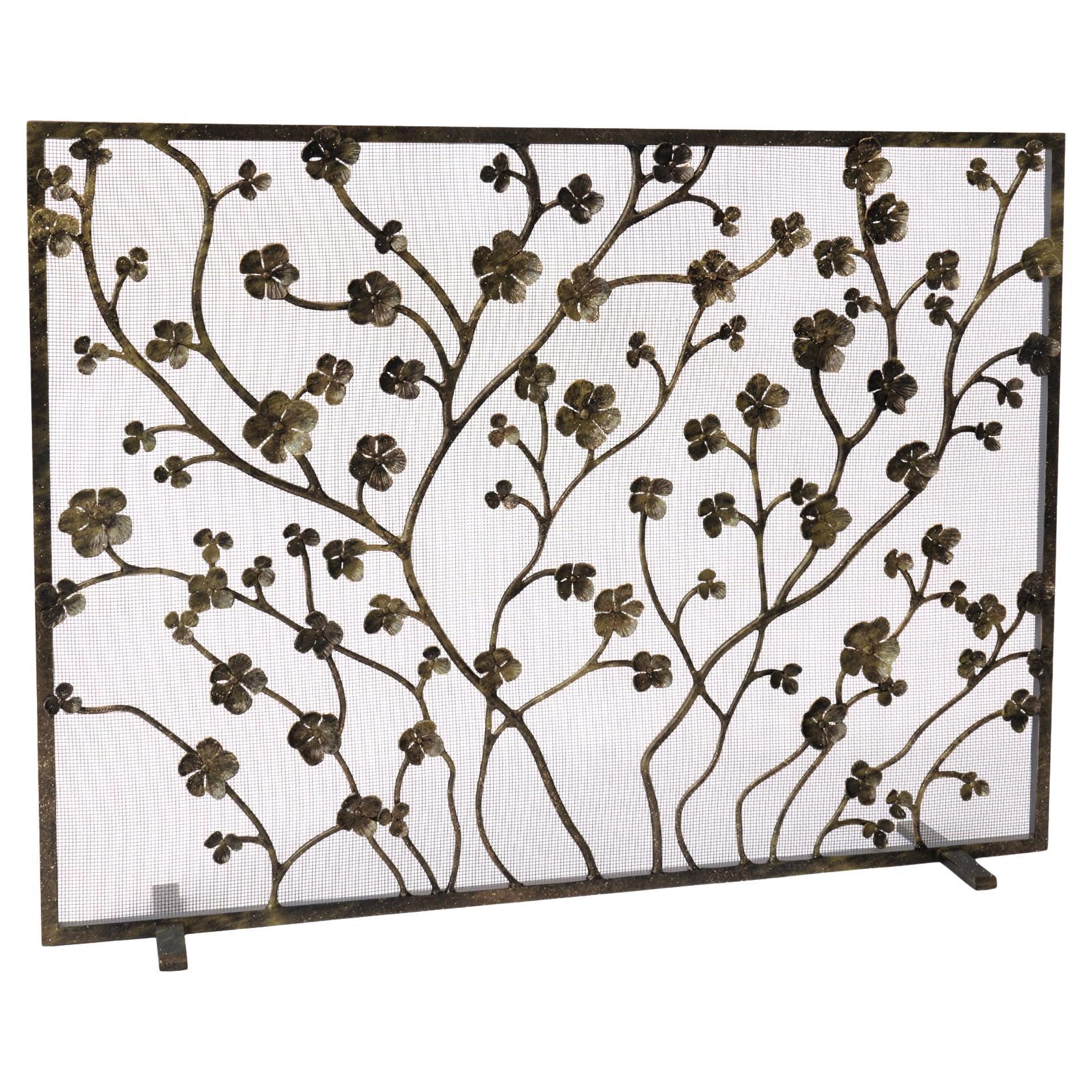 Paravento per caminetto Primrose Garden in nero stropicciato oro