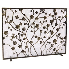Pantalla para chimenea Primrose Garden en negro frotado dorado