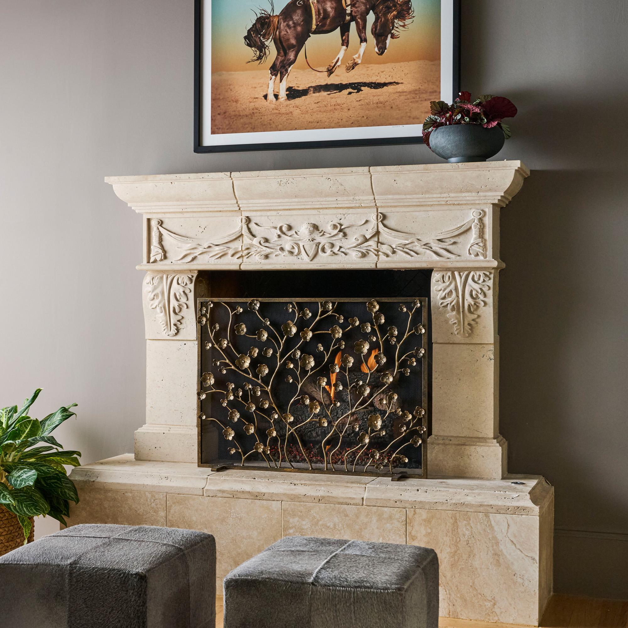 Primrose Garden Fireplace Screen in Tobacco For Sale 8