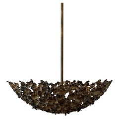 Primrose Garden Floral Dish Light in Gold Rubbed Black