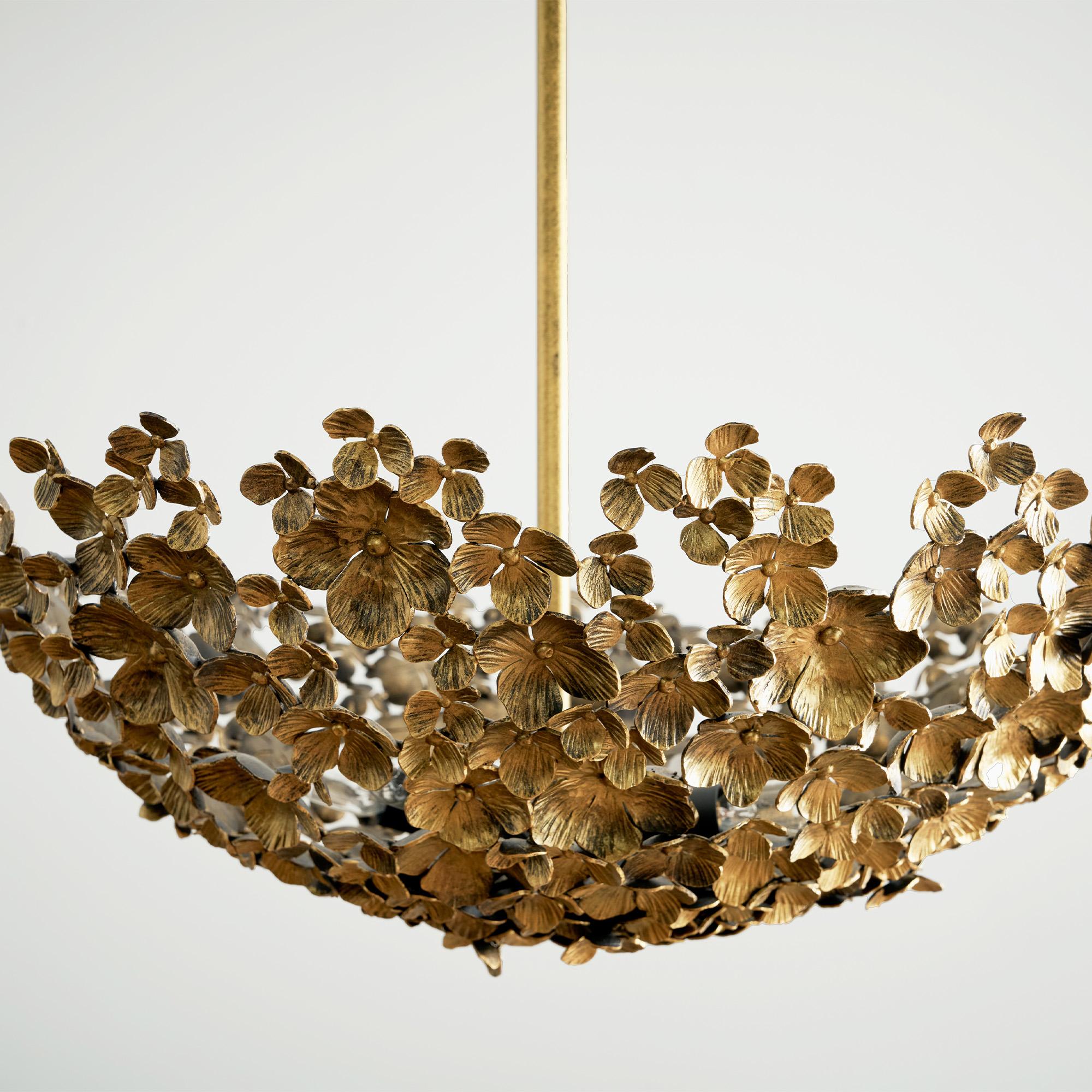 Welded Primrose Garden Floral Dish Light in Tobacco For Sale