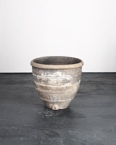 Primtive Heavily Stapled Early 19th C. Black Terracotta Cosi Pot