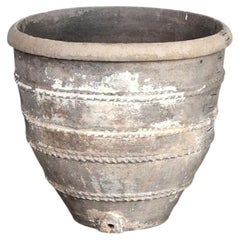 Primtive Heavily Stapled Early 19th C. Black Terracotta Cosi Pot