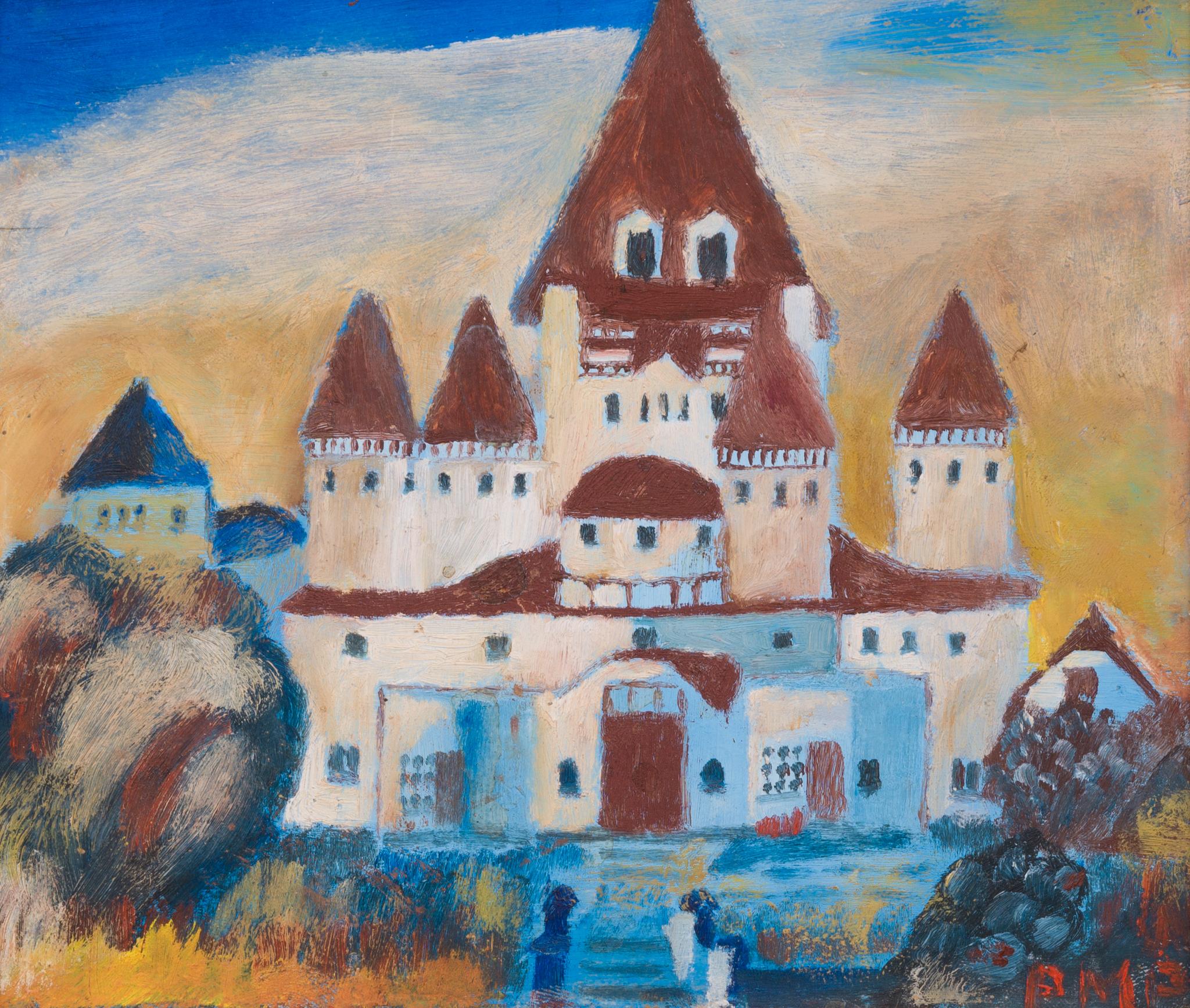 Un visionario Castillo Blanco en miniatura - Painting Posimpresionista de Primus Mortimer Pettersson