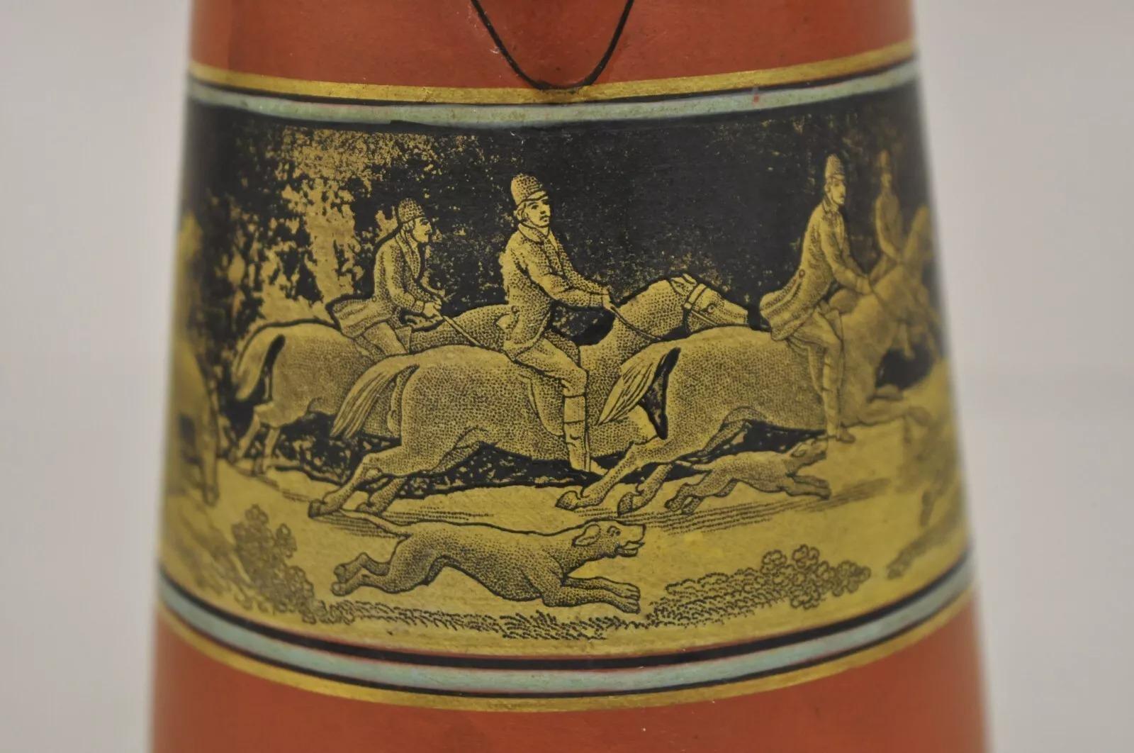 Regency Cremiera Prince Albert Edward Prattware Scena di caccia alla volpe in terracotta in vendita
