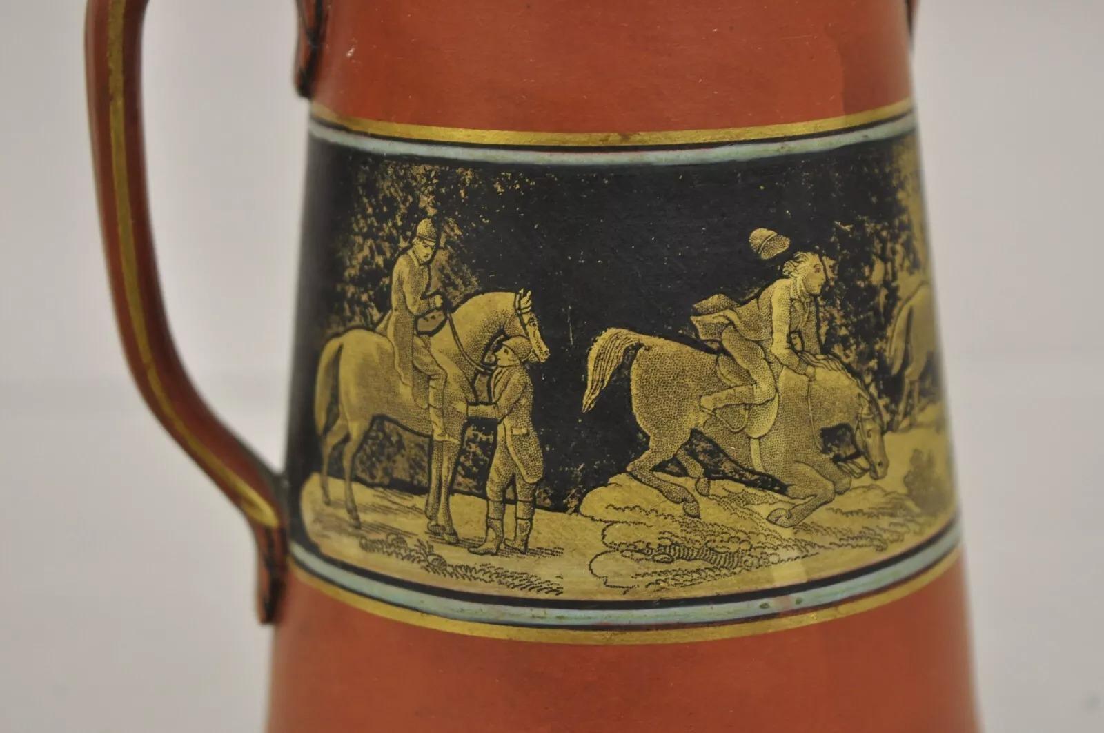 Sconosciuto Cremiera Prince Albert Edward Prattware Scena di caccia alla volpe in terracotta in vendita