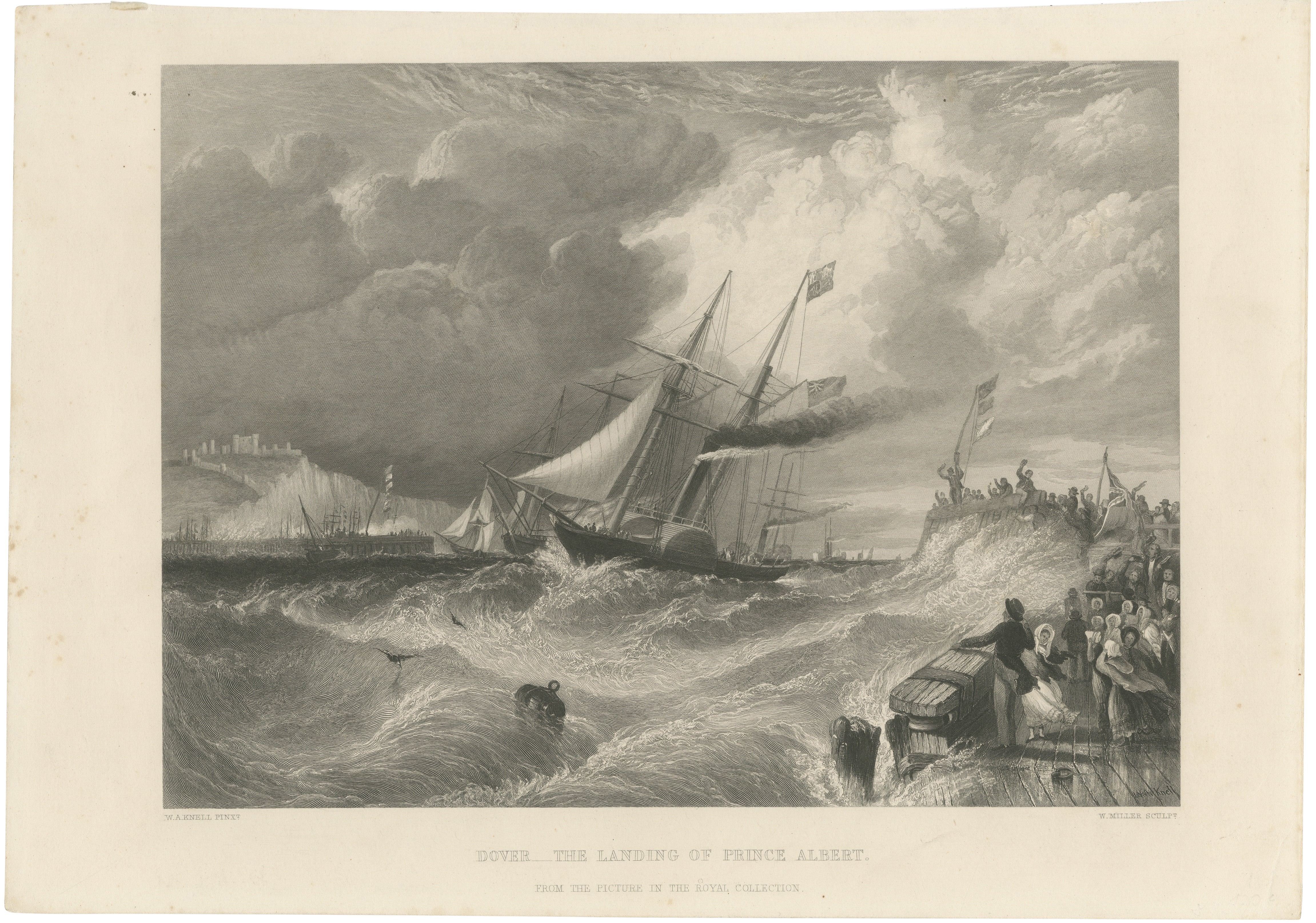 Prince Albert Landing at Dover – Royal Maritime Engraving, c.1840