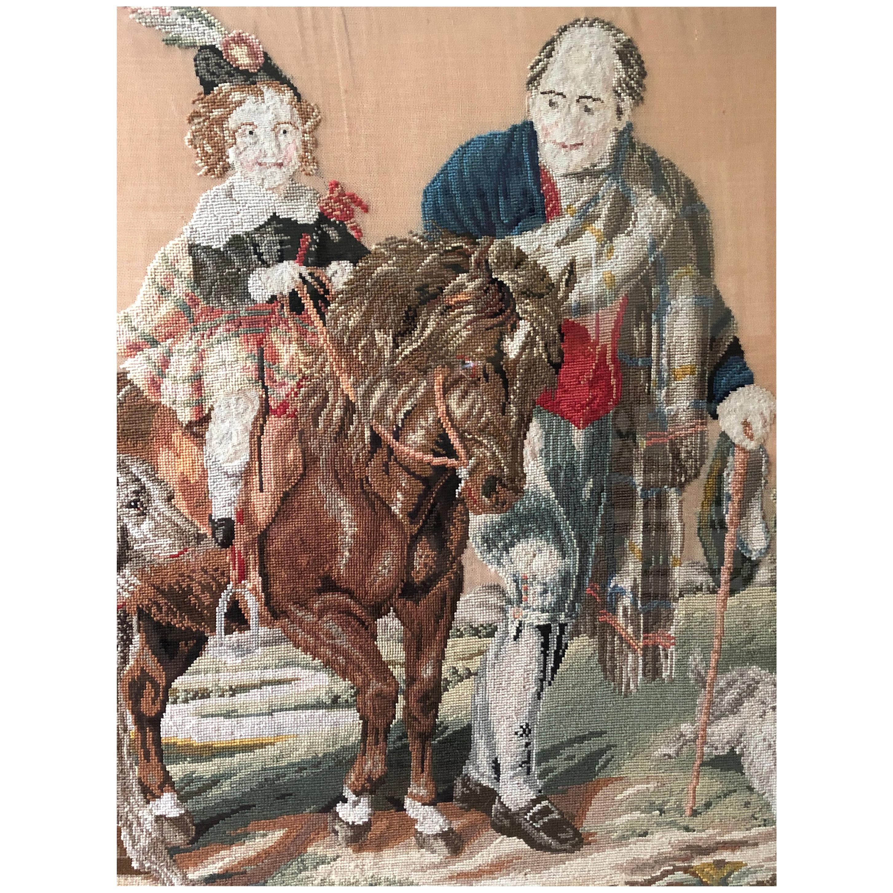 Prince Albert on His Pony Framed Needlepoint For Sale