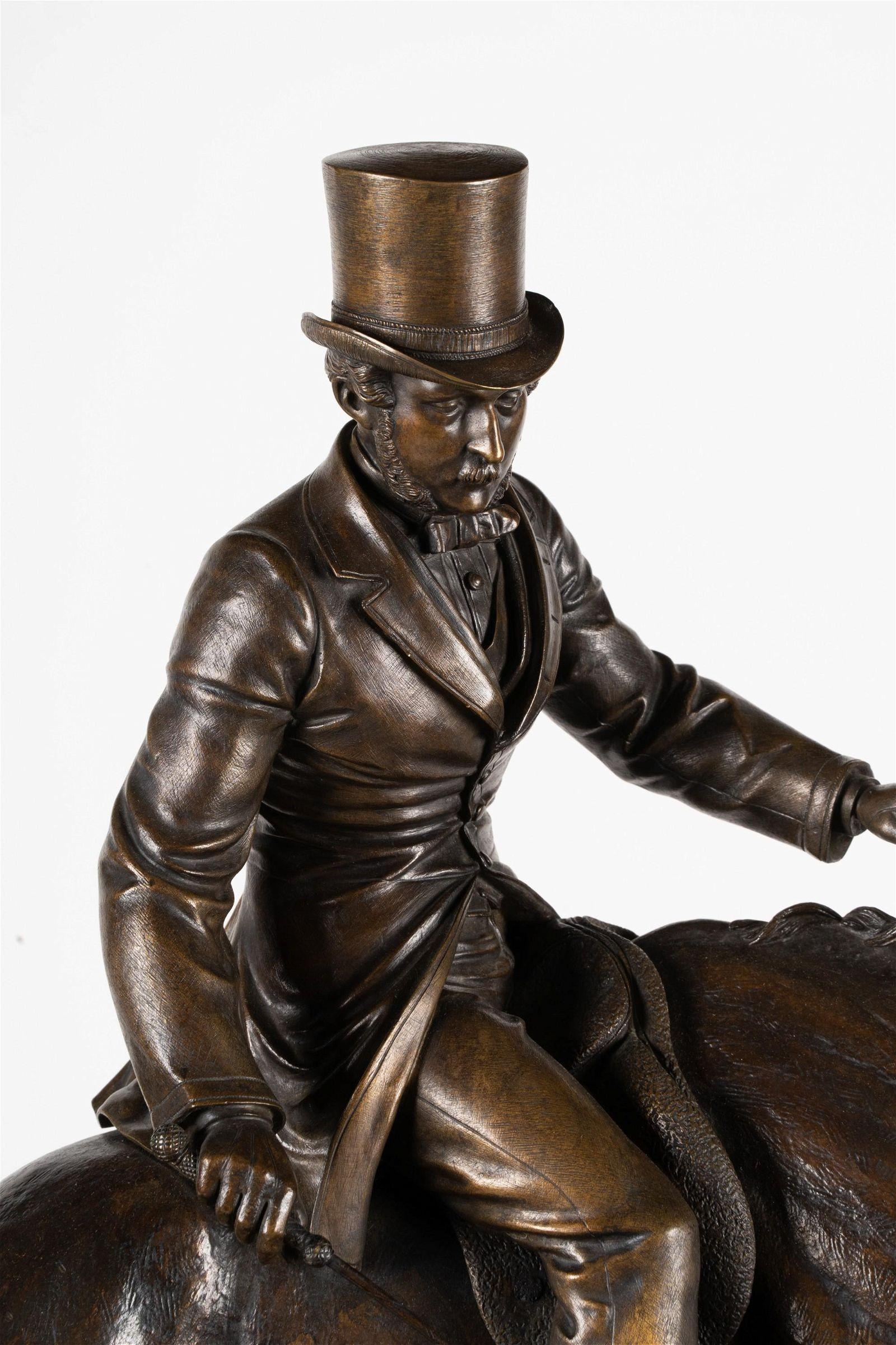 Francese Scultura in bronzo del Principe Alberto a caccia di Jules Moigniez (1825-1894) in vendita