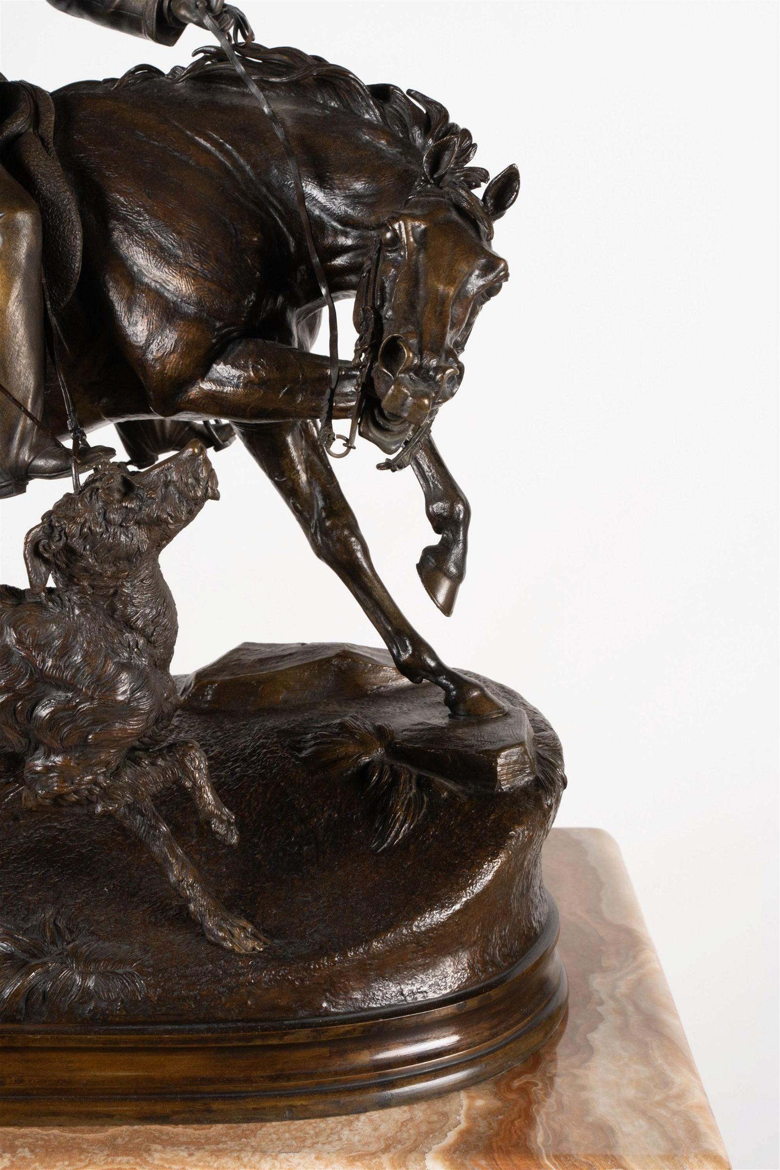 Patinated Prince Albert on the Hunt Bronze Sculpture by Jules Moigniez (1825-1894) For Sale