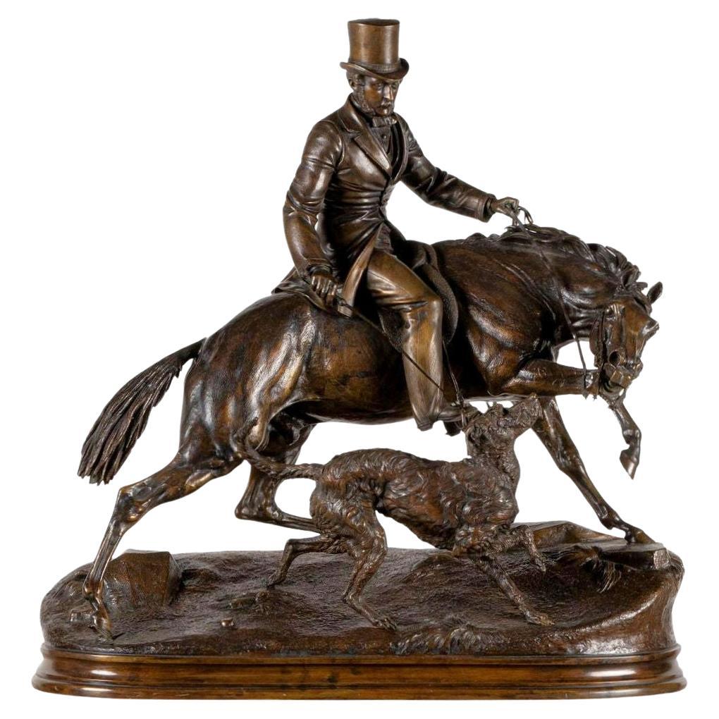 Prince Albert on the Hunt Bronze Sculpture by Jules Moigniez (1825-1894) For Sale