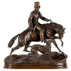Antique Prince Albert on the Hunt Bronze Sculpture by Jules Moigniez (1825-1894)