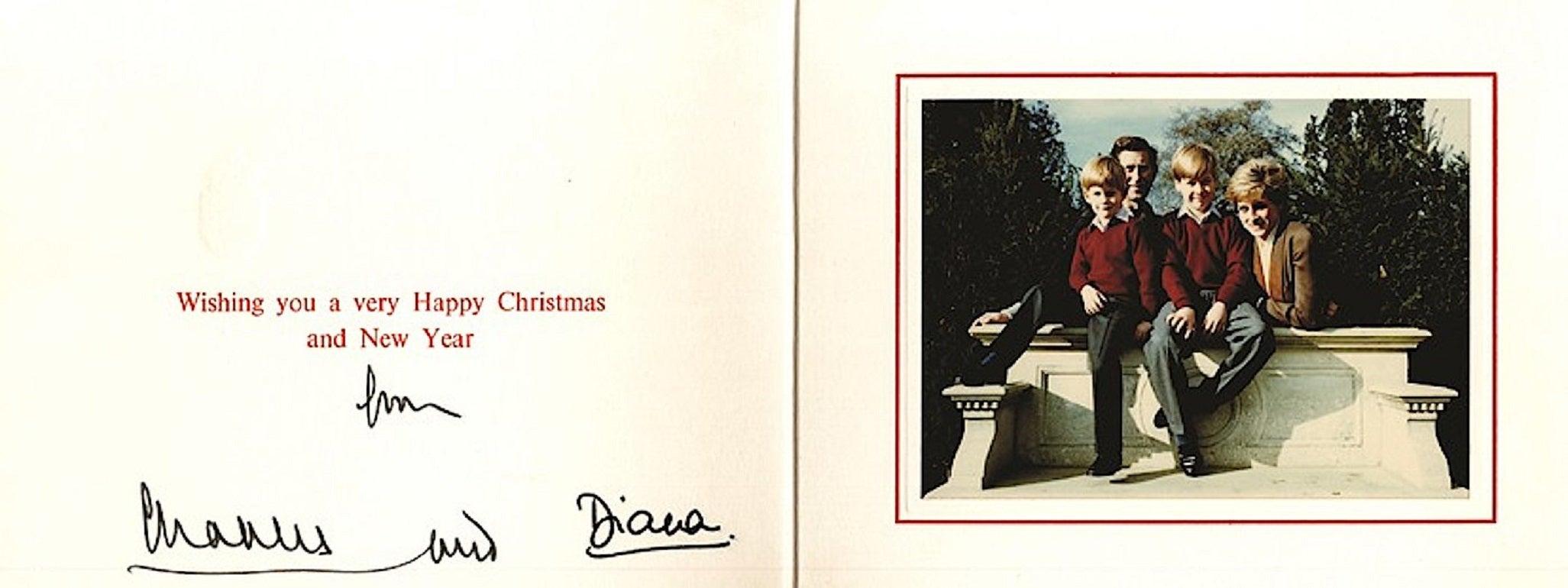 British Prince Charles and Princess Diana Signed 1990 Royal Christmas Card