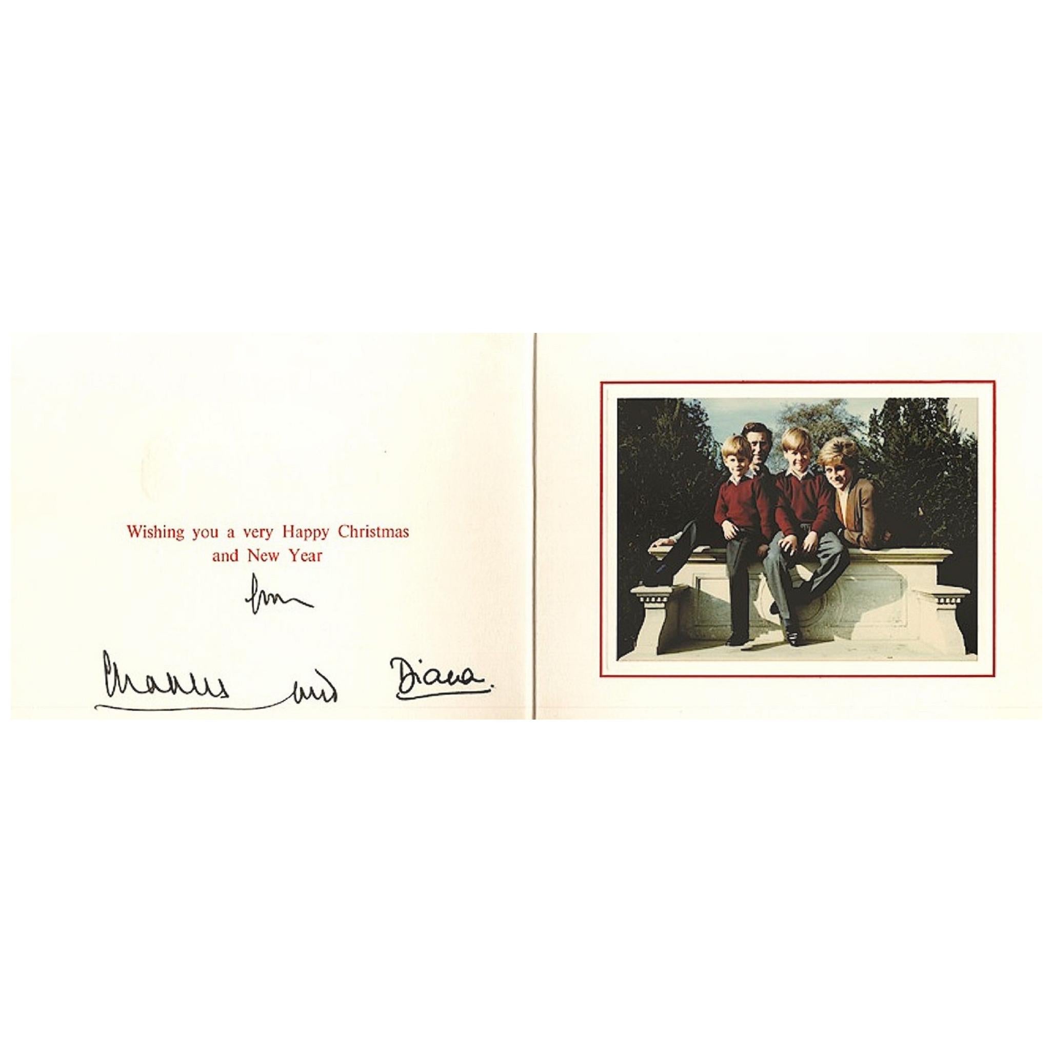 Prince Charles and Princess Diana Signed 1990 Royal Christmas Card