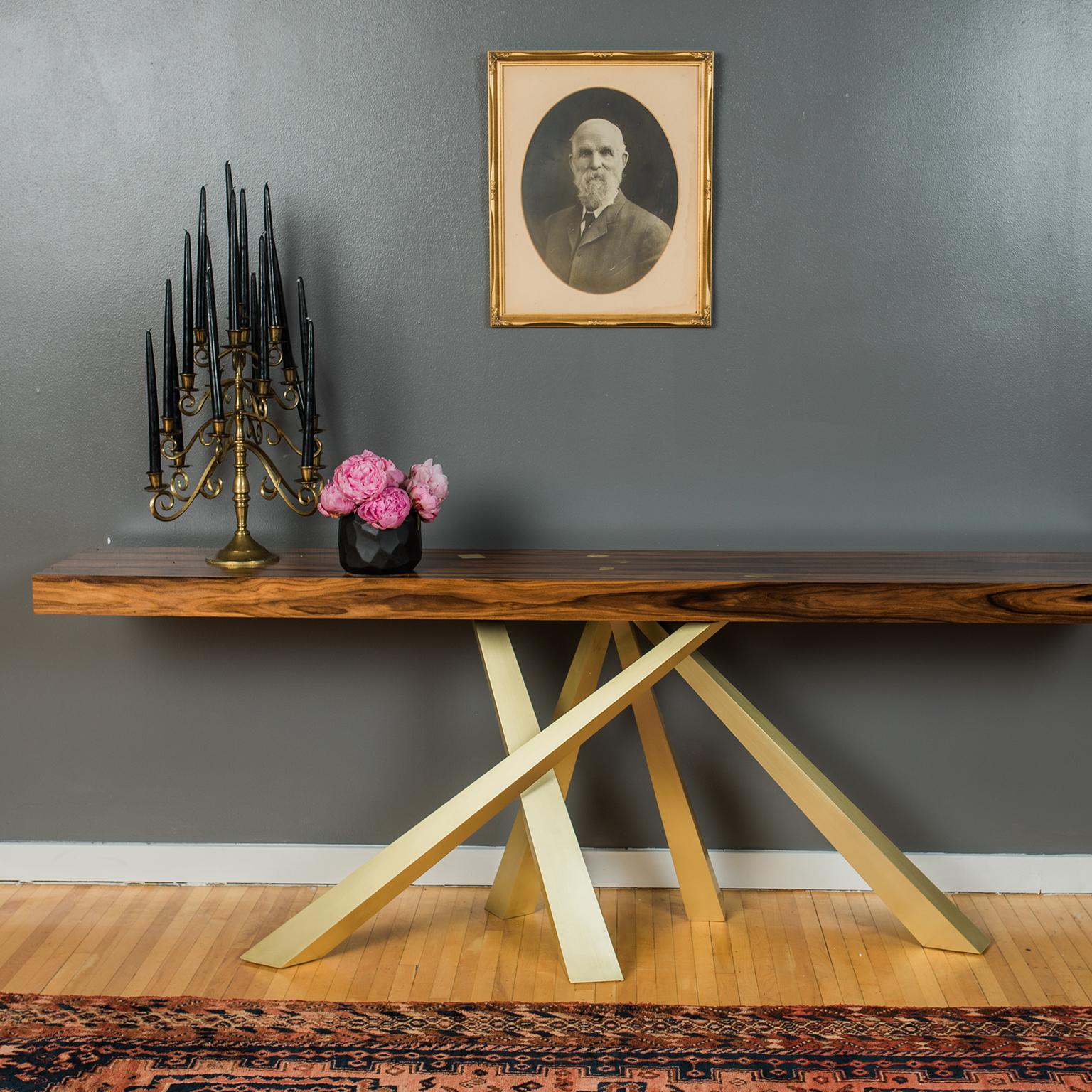 American Prince Console Table, Contemporary, Rosewood and Gold Leaf, by Dean and Dahl For Sale