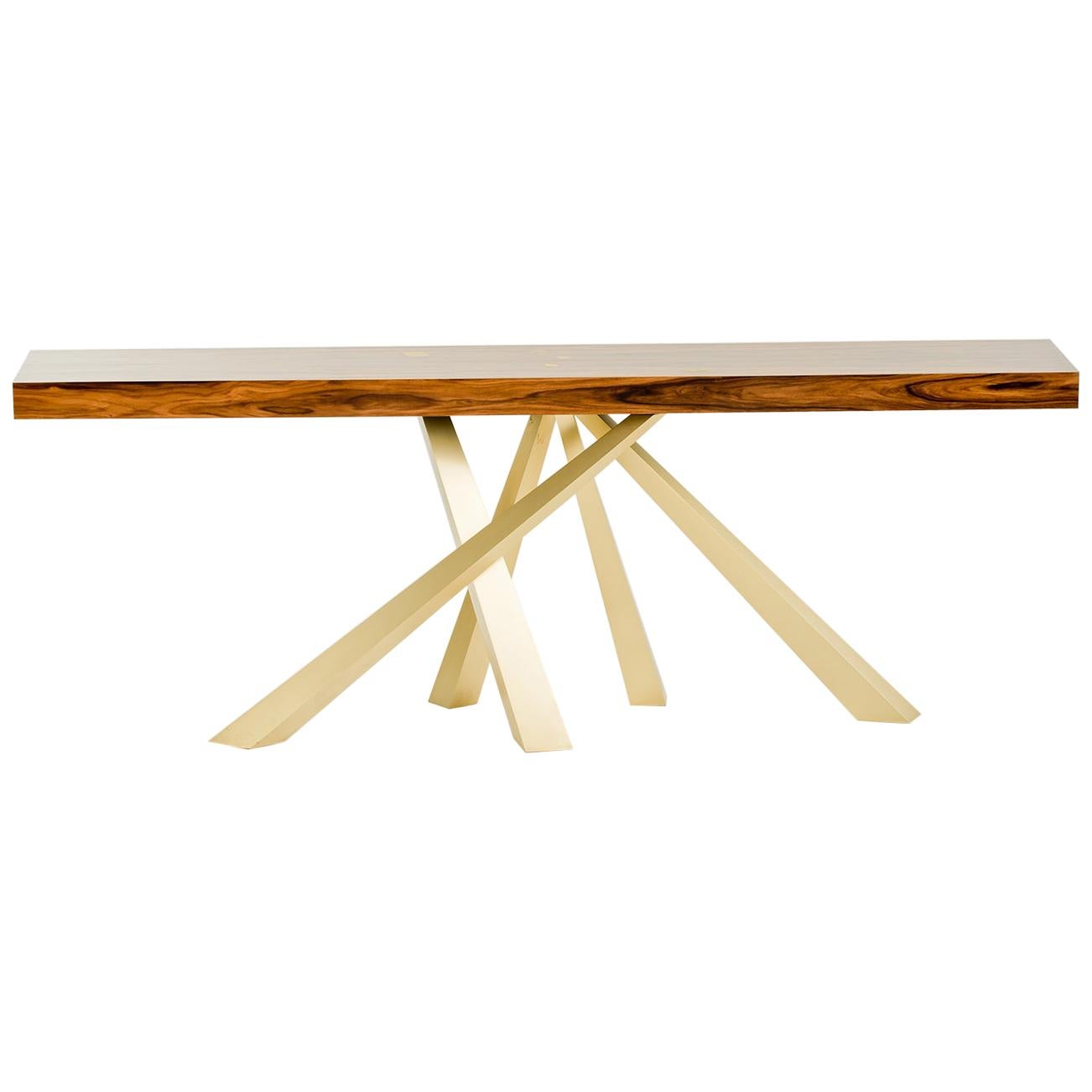 Prince Console Table, Contemporary, Rosewood and Gold Leaf, by Dean and Dahl