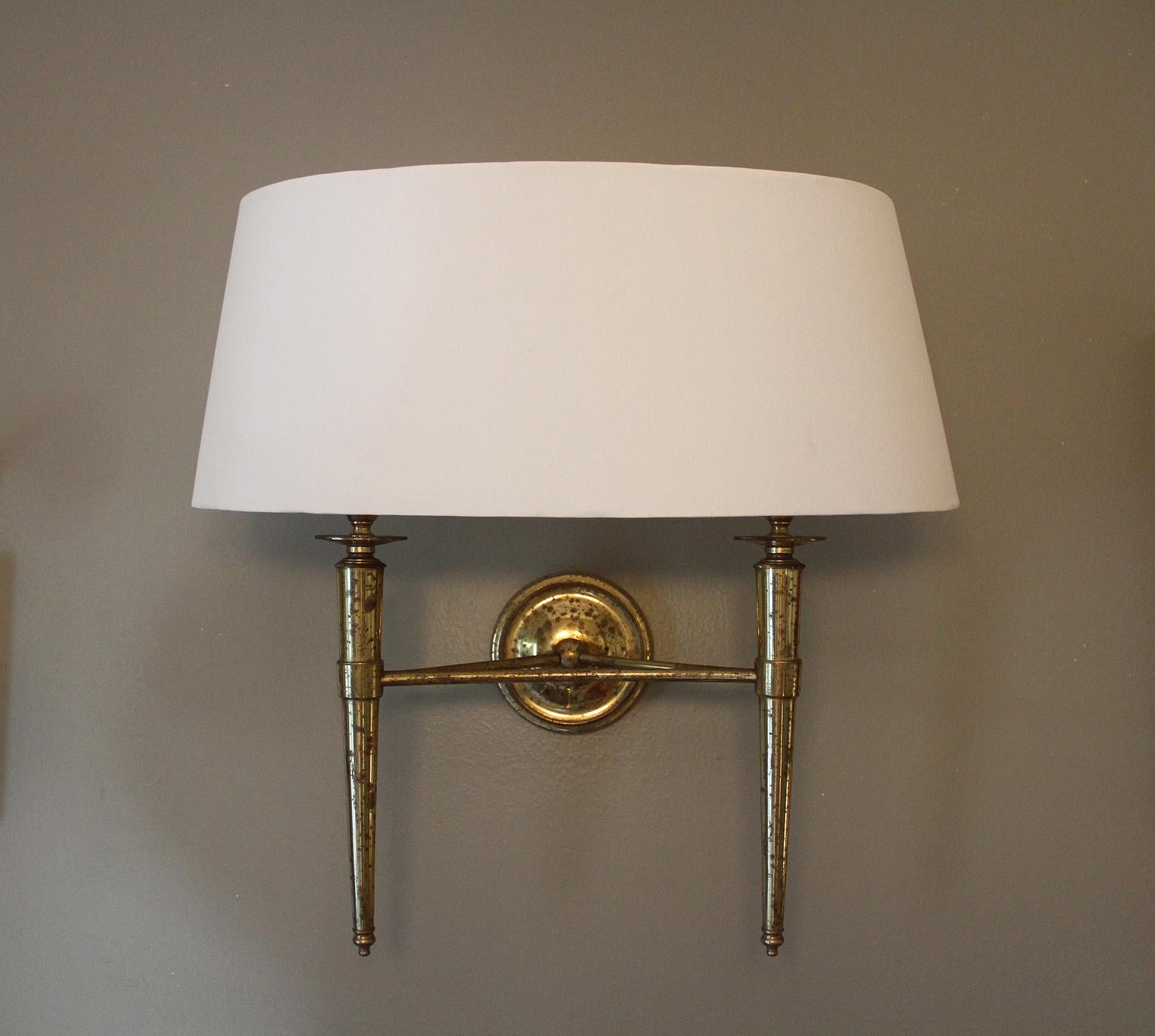 Prince De Galles Hotel Elegant Set of 6 Brass Sconces, 1940 In Distressed Condition For Sale In Encino, CA