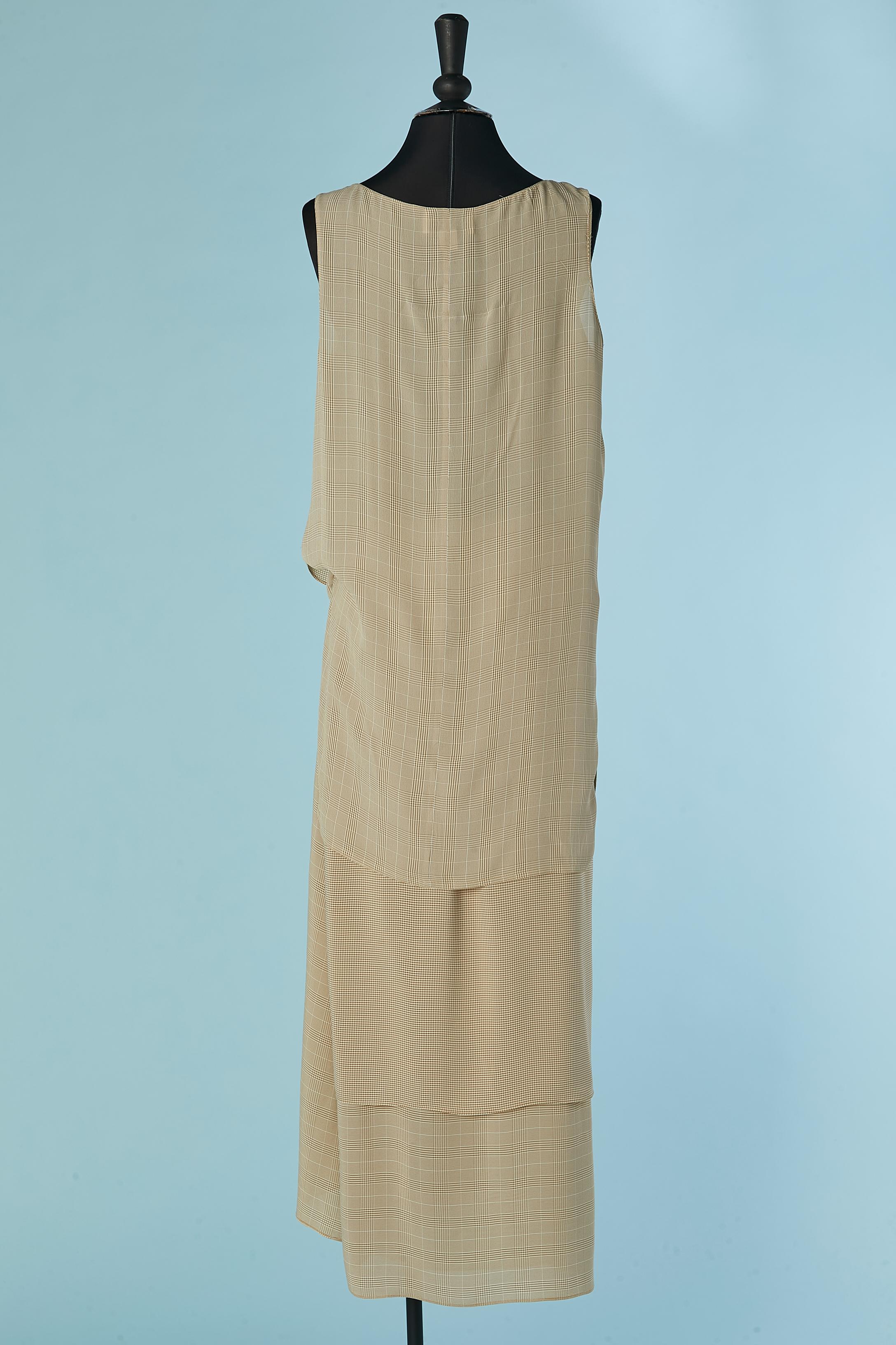 Brown Prince de Galles tank top and wrap skirt ensemble Emanuel by Emanuel UNGARO For Sale
