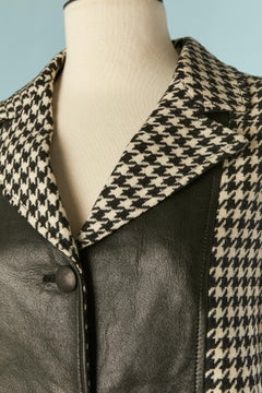 Prince de Galles wool and black leather jacket CELINE