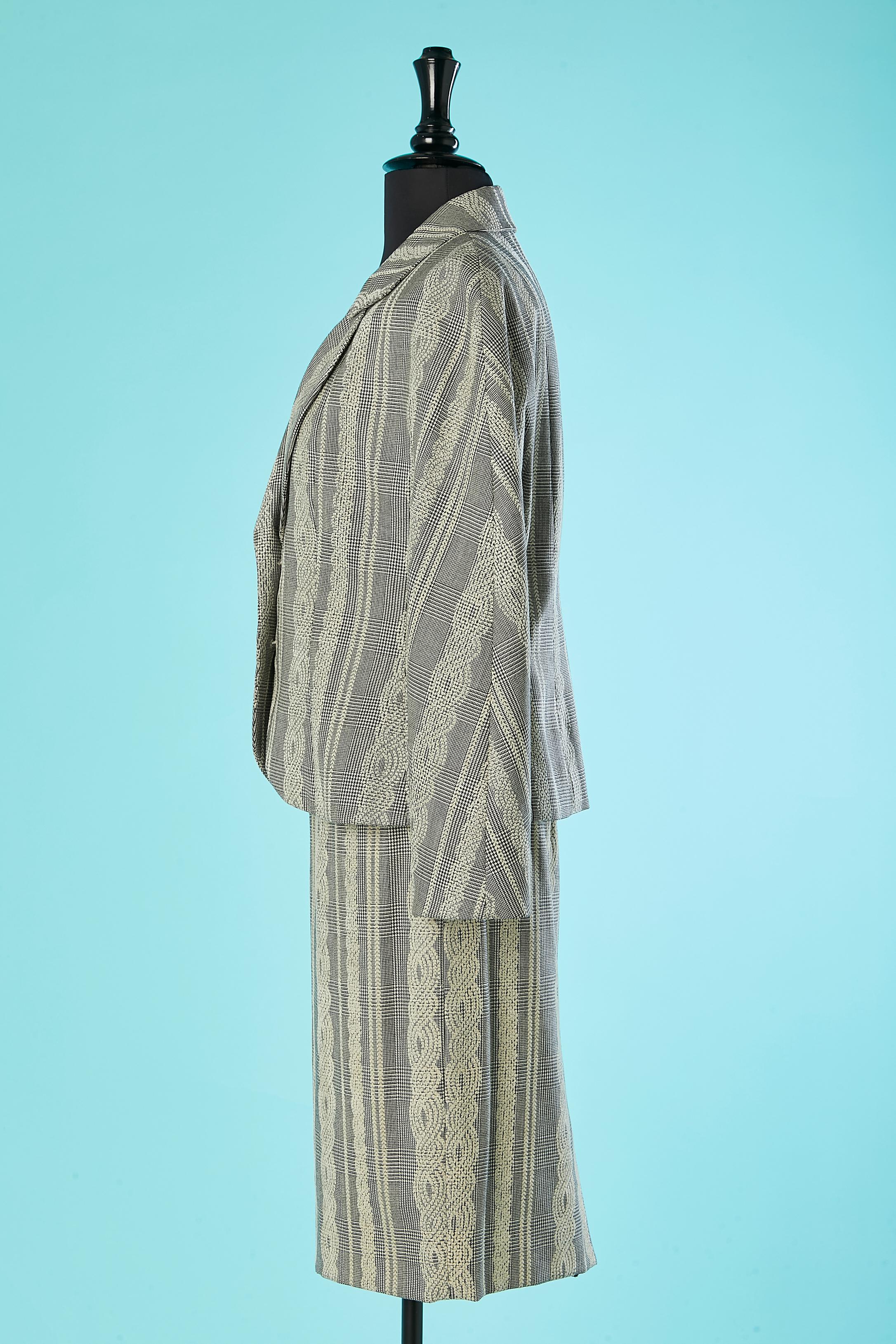 Prince de Galles wool with felt pattern skirt-suit Christian Dior Boutique  In Excellent Condition For Sale In Saint-Ouen-Sur-Seine, FR
