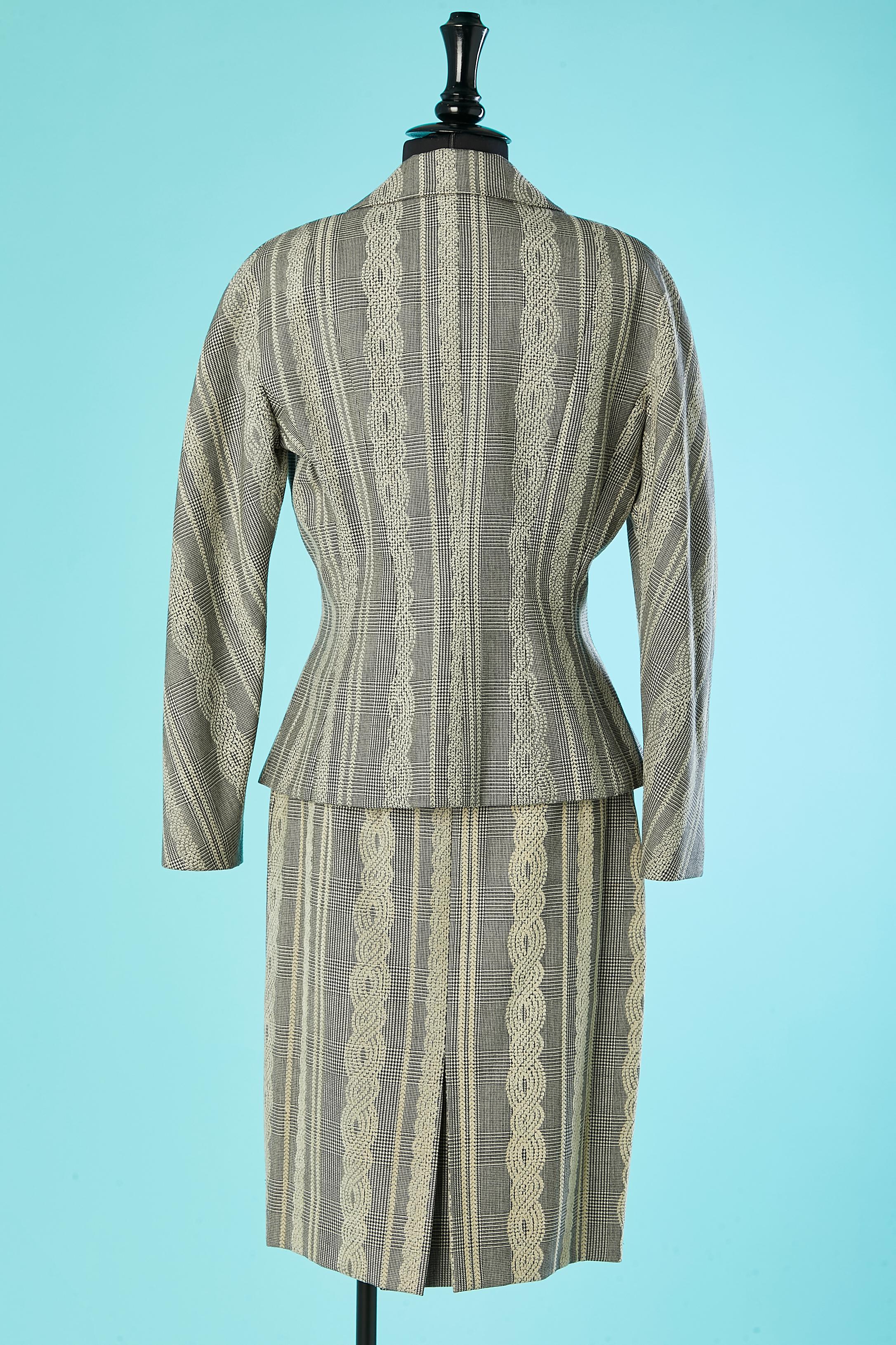 Women's Prince de Galles wool with felt pattern skirt-suit Christian Dior Boutique  For Sale