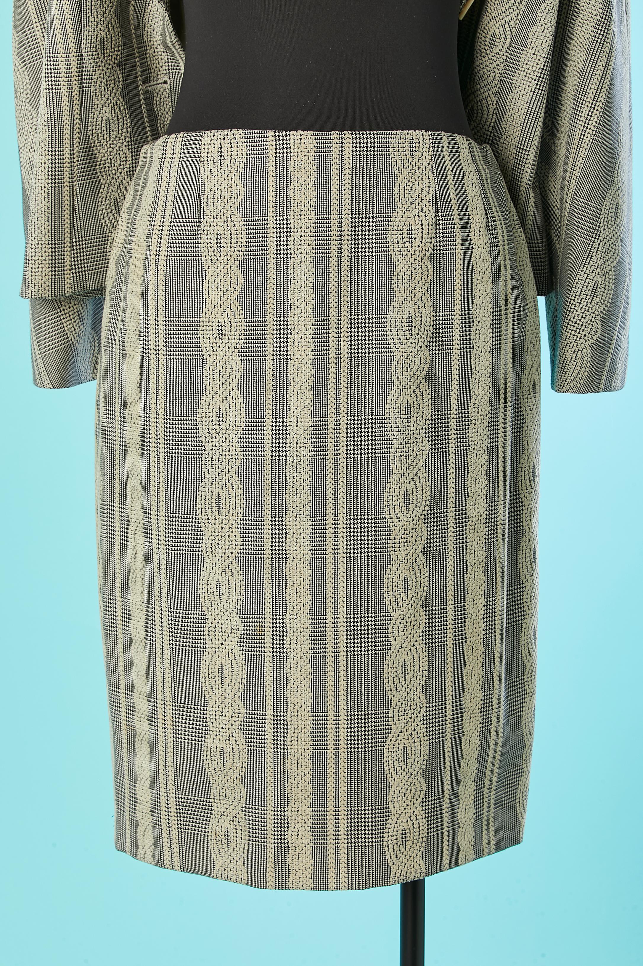 Prince de Galles wool with felt pattern skirt-suit Christian Dior Boutique  For Sale 1