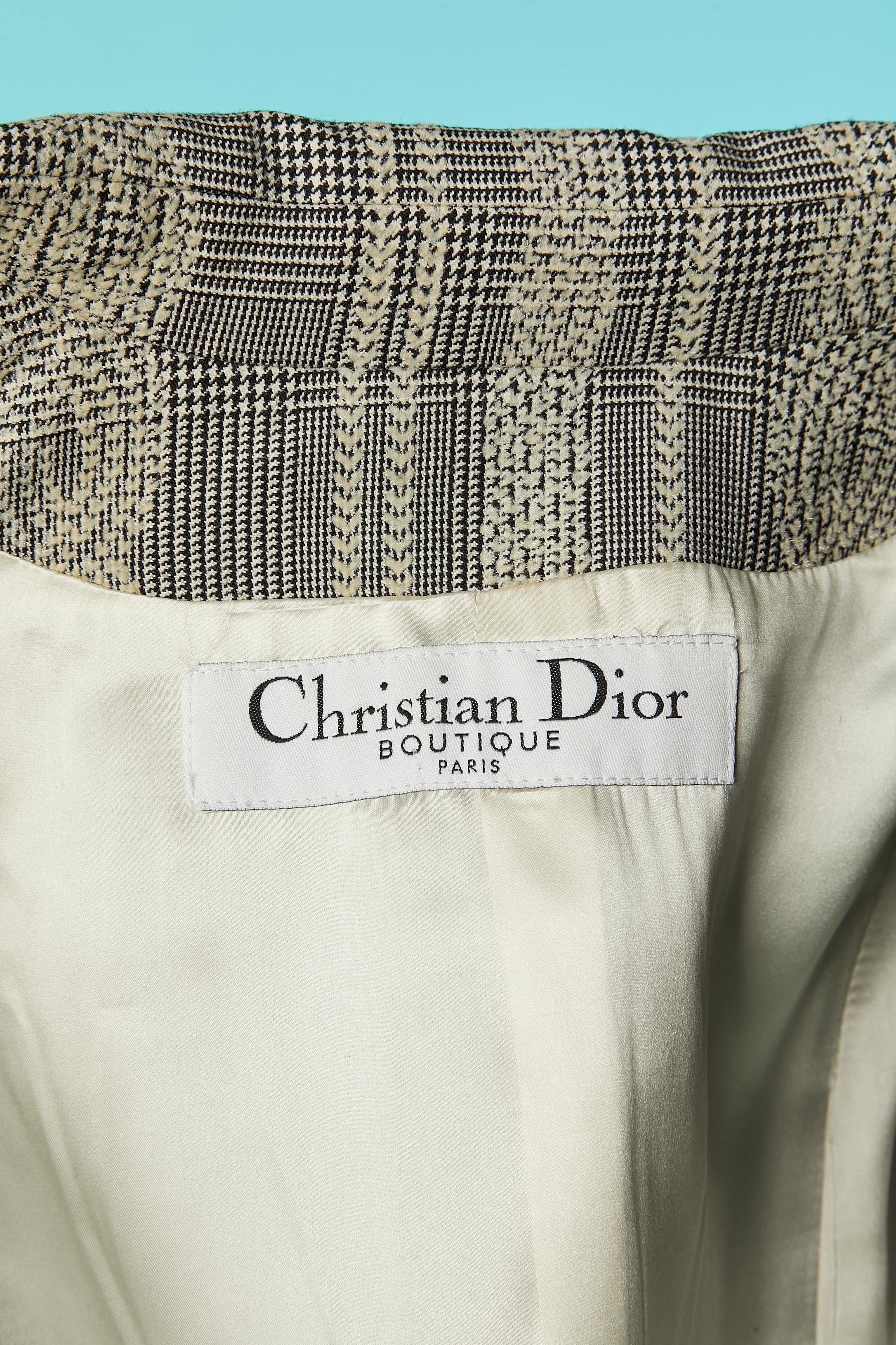 Prince de Galles wool with felt pattern skirt-suit Christian Dior Boutique  For Sale 3