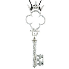 Prince Dimitri Diamond Platinum Large Key Pendant Necklace