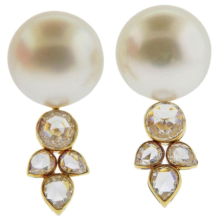 Assael Prince Dimitri Diamond South Sea Pearl Gold Earrings For Sale at ...