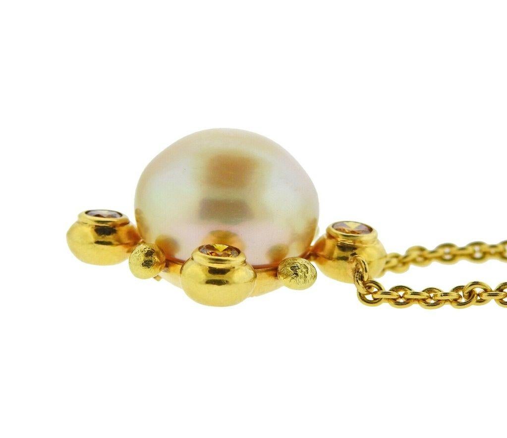 Women's or Men's Assael Prince Dimitri Fancy Diamond South Sea Pearl Pendant Necklace For Sale