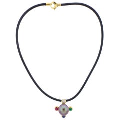 Prince Dimitri Gold Diamond Ruby Emerald Sapphire Pearl Pendant Necklace