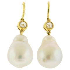 Prince Dimitri South Sea Baroque Pearl Diamond Gold Earrings