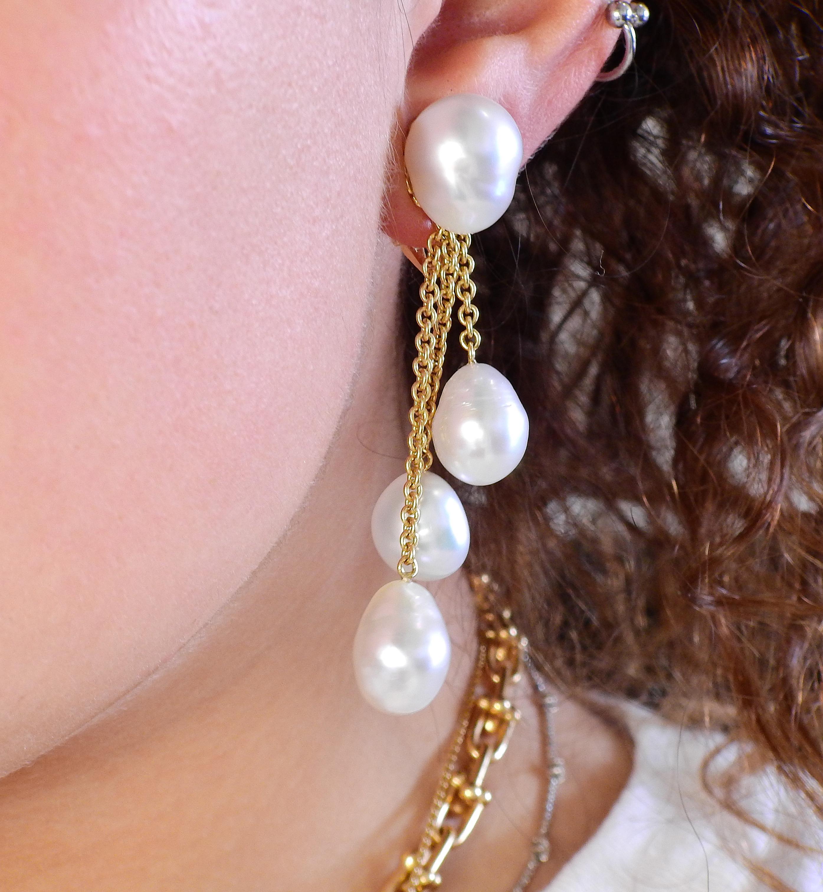 Women's or Men's Assael Prince Dimitri South Sea Pearl Gold Drop Earrings
