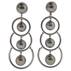 Assael Prince Dimitri Tahitian Pearl Gold Long Earrings