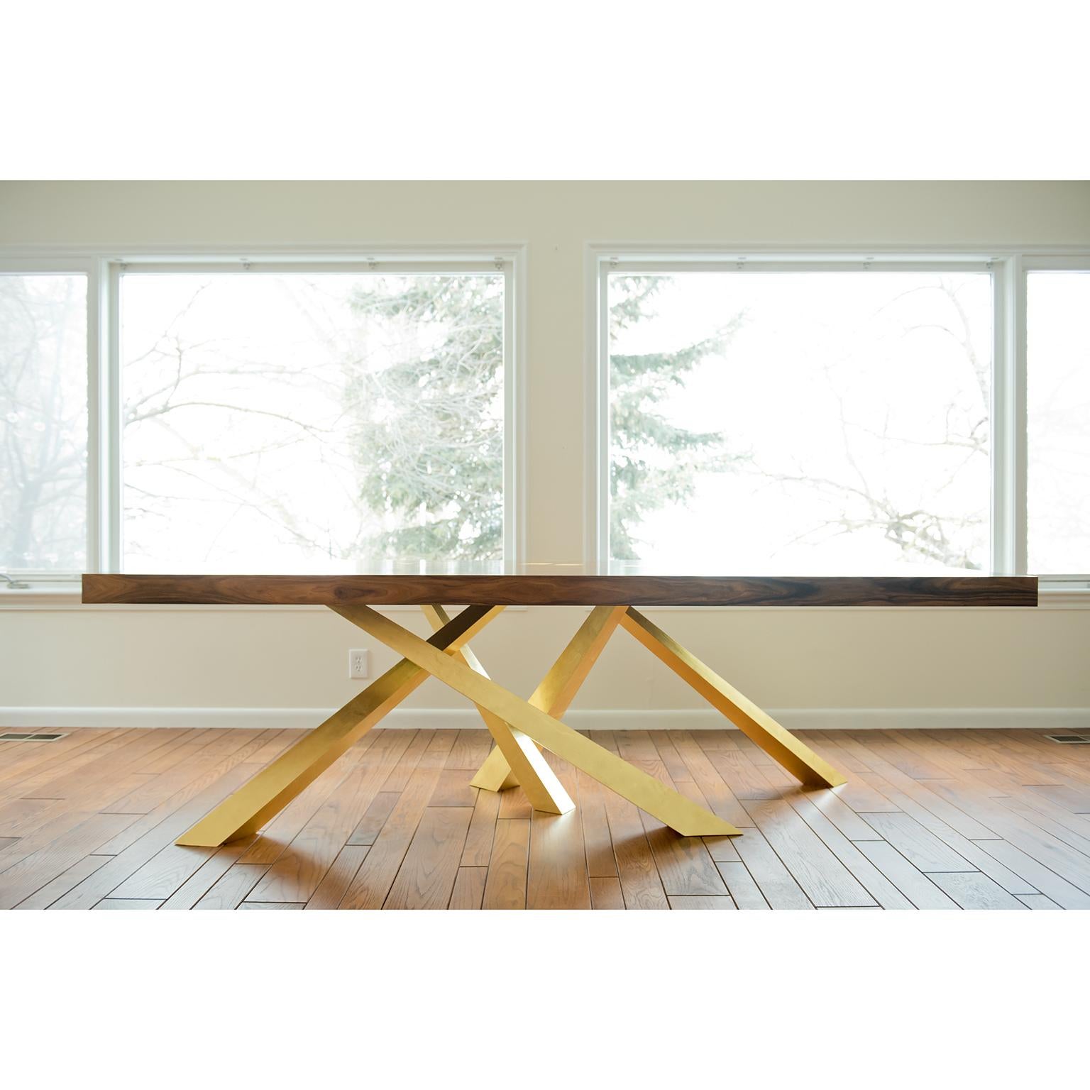 Modern Prince Dining Table, Contemporary, Rosewood and Gold Leaf, by Dean and Dahl